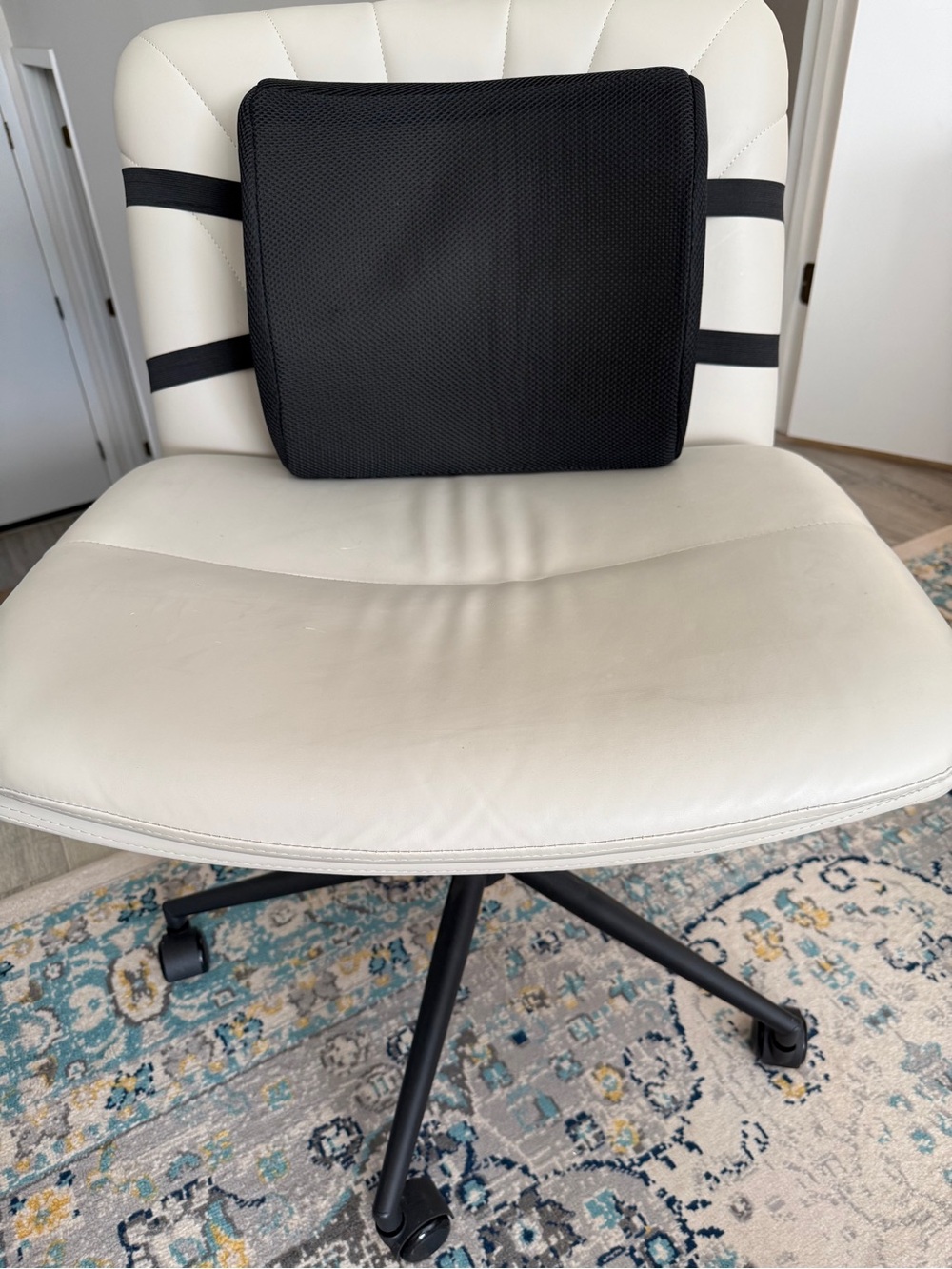 Forte Black Lumbar Support Cushion for Home Office Chair